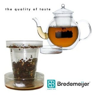 DUO Tassen Tee-Filter Roma aus Glas mit Deckel / Ablage