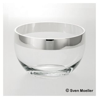 Schüssel Mosel aus Kristall-Glas und Fein-Silber, 22 cm