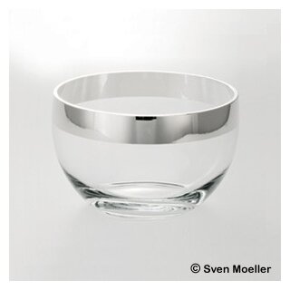 Schüssel Mosel aus Kristall-Glas und Fein-Silber, 20 cm