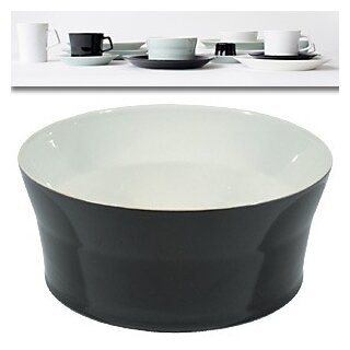 PIU Salat-Schüssel 26 cm aus Porzellan, Schwarz