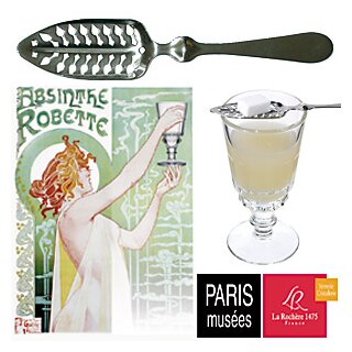 La Rochre Replika Verre  Absinthe Absinth-Lffel und Zucker-Zange