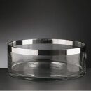 Kristall-Schale rund mit Silber 24 cm