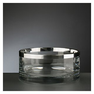 Kristall-Schale rund mit Silber 15 cm