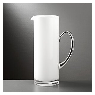 Farbiger 1,5 Ltr. Krug aus Kristall-Glas mit Fein-Silber, Weiss
