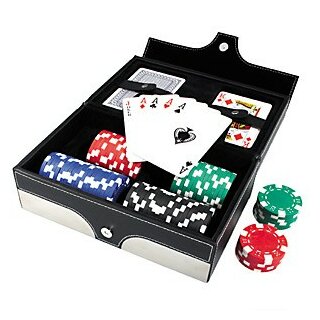 Poker-Set Fusion in Box aus Leder und Edelstahl