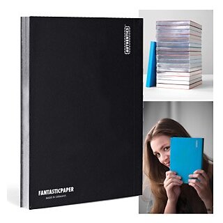 Fantasticpaper Couture Notizbuch A5 kariert, Black mit Silberschnitt