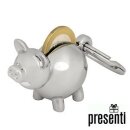 Schlüsselanhänger Piggy für 1 Euro-Münzen aus Metall