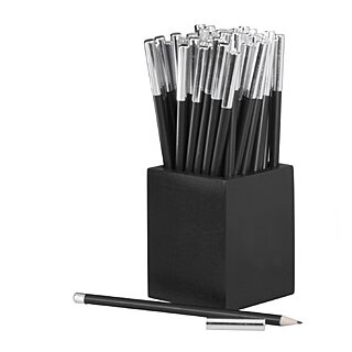 Display 60 Bleistifte Silver mit Metallkappe in Holzbox